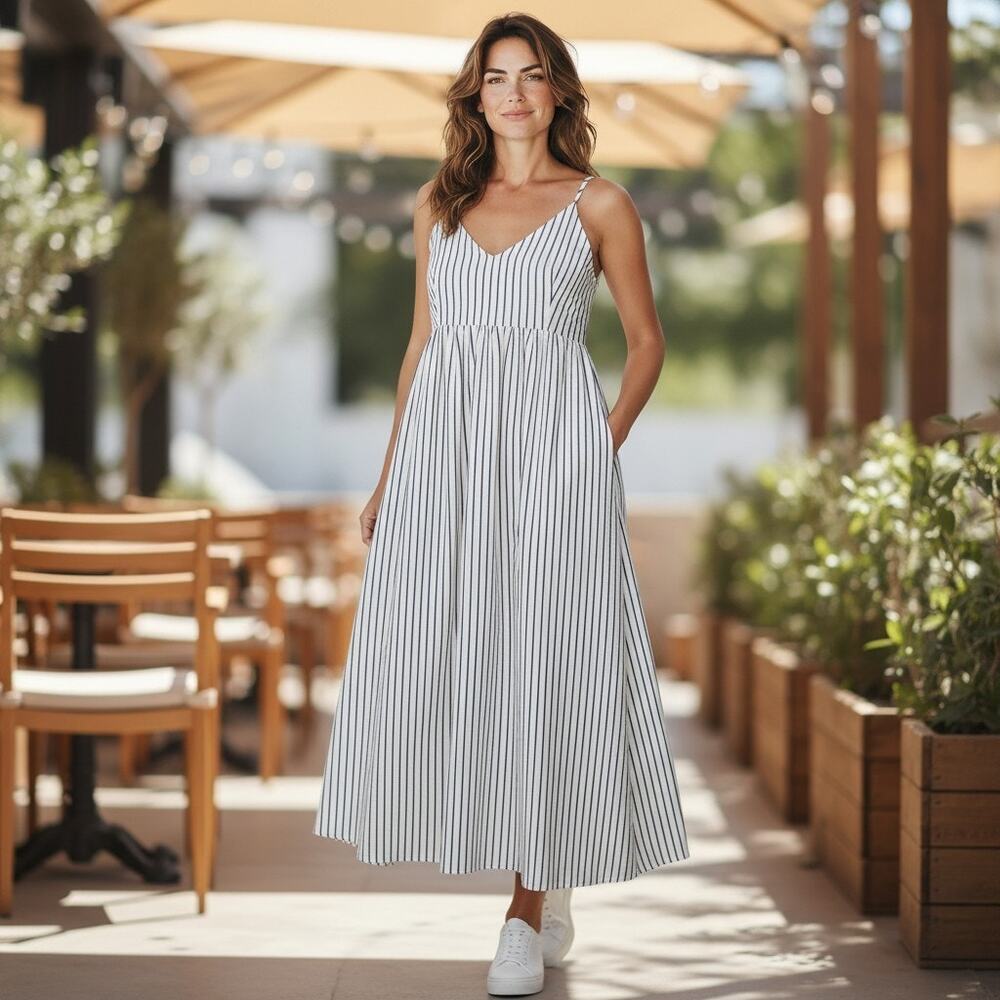 JENNY KAYNE COVE STRIPED MAXI DRESS, SIZE XS